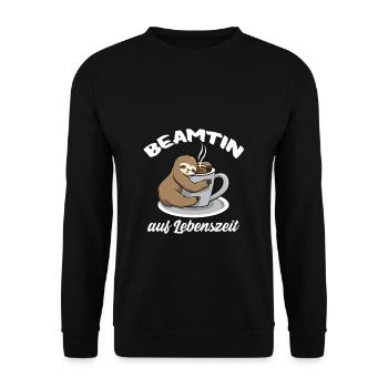 Beamtin auf Lebenszeit - Beamtin Kaffee Beamtin Ge - Unisex Pullover - Schwarz - Vorne - Alina (178cm) & Michal (187cm)