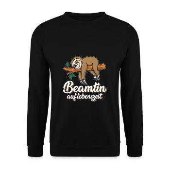 Beamtin auf Lebenszeit - Beamtin Kaffee Design Ges - Unisex Pullover - Schwarz - Vorne - Alina (178cm) & Michal (187cm)