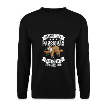 Rentner Endlich Pensionär Endlich nix tun Rente - Unisex Pullover - Schwarz - Vorne - Alina (178cm) & Michal (187cm)