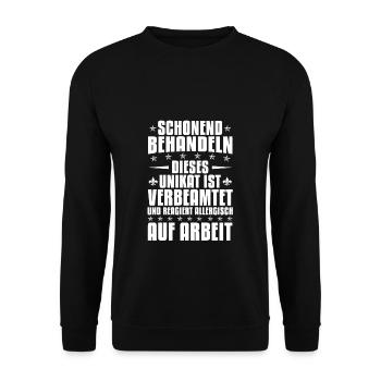 Beamten Beamter Schonend behandeln Allergisch auf - Unisex Pullover - Schwarz - Vorne - Alina (178cm) & Michal (187cm)