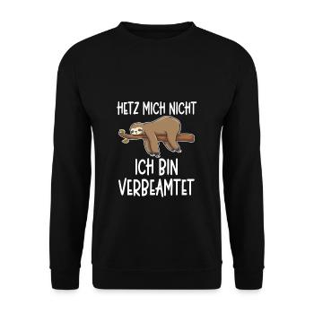 Beamter - Hetz mich nicht ich bin verbeamtet Gesch - Unisex Pullover - Schwarz - Vorne - Alina (178cm) & Michal (187cm)