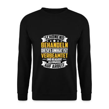 Beamter Schonend behandeln reagiert allergisch auf - Unisex Pullover - Schwarz - Vorne - Alina (178cm) & Michal (187cm)