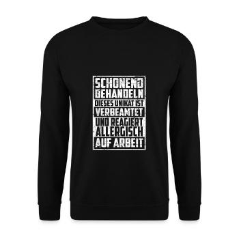 Beamten Beamter Schonend behandeln Allergisch auf - Unisex Pullover - Schwarz - Vorne - Alina (178cm) & Michal (187cm)