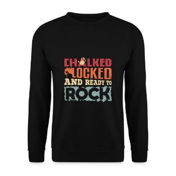 Klettern Bouldern chalked locked and ready to rock - Unisex Pullover - Schwarz - Vorne - Alina (178cm) & Michal (187cm)