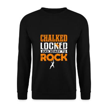 Klettern Bouldern CHALKED LOCKED AND READY TO ROCK - Unisex Pullover - Schwarz - Vorne - Alina (178cm) & Michal (187cm)