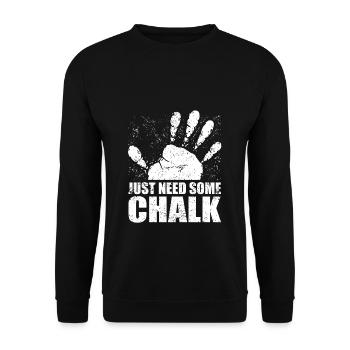 Klettern Bouldern Bergsteigen Just need more Chalk - Unisex Pullover - Schwarz - Vorne - Alina (178cm) & Michal (187cm)