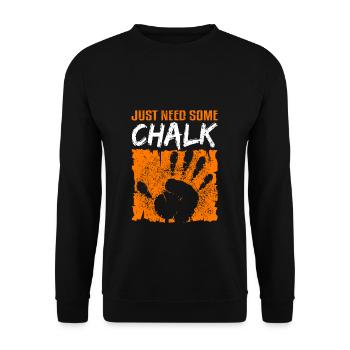 Klettern Bouldern Bergsteigen Just need more Chalk - Unisex Pullover - Schwarz - Vorne - Alina (178cm) & Michal (187cm)