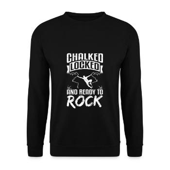 Klettern Bouldern chalked locked and ready to rock - Unisex Pullover - Schwarz - Vorne - Alina (178cm) & Michal (187cm)