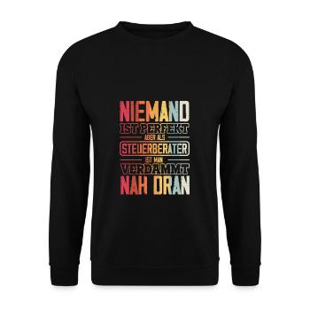 Niemand ist perfekt - Steuerberater Steuerberatung - Unisex Pullover - Schwarz - Vorne - Alina (178cm) & Michal (187cm)