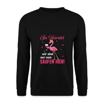 Flamingo JGA Geschenk Junggesellenabschied Party - Unisex Pullover - Schwarz - Vorne - Alina (178cm) & Michal (187cm)