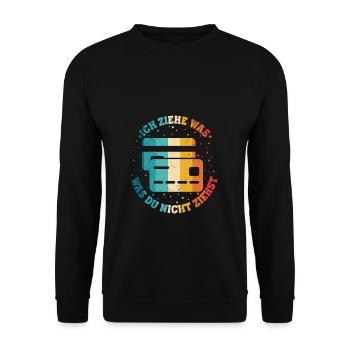 Ich Ziehe Was Was Du Nicht Ziehst Kredit Karte - Unisex Pullover - Schwarz - Vorne - Alina (178cm) & Michal (187cm)