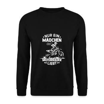 Nur ein Mädchen das Motorräder liebt - Bikerin Fra - Unisex Pullover - Schwarz - Vorne - Alina (178cm) & Michal (187cm)