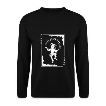 JOKER Karte Spielkarten Joker - Unisex Pullover - Schwarz - Vorne - Alina (178cm) & Michal (187cm)