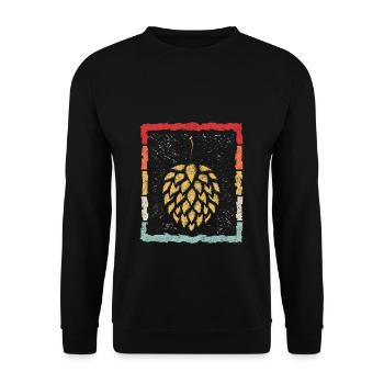 Hopfen Vintage Retro Craft Bier Liebhaber Brauen G - Unisex Pullover - Schwarz - Vorne - Alina (178cm) & Michal (187cm)