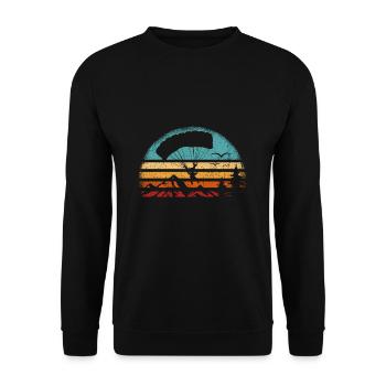 Paragliding Gleitschirmflieger Pilot Vintage Parag - Unisex Pullover - Schwarz - Vorne - Alina (178cm) & Michal (187cm)