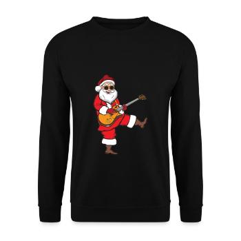 Gitarren Weihnachten Hardrock Santa Gitarrist - Unisex Pullover - Schwarz - Vorne - Alina (178cm) & Michal (187cm)