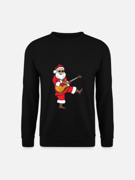 Gitarren Weihnachten Hardrock Santa Gitarrist - Unisex Pullover - Schwarz