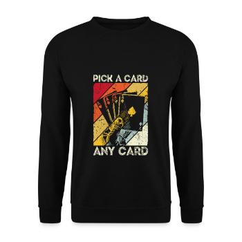 Kartenmagie Magier - Pick A Card Any Card Kartensp - Unisex Pullover - Schwarz - Vorne - Alina (178cm) & Michal (187cm)