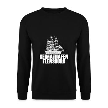 Heimathafen Flensburg Moin Flensburger Norddeutsch - Unisex Pullover - Schwarz - Vorne - Alina (178cm) & Michal (187cm)