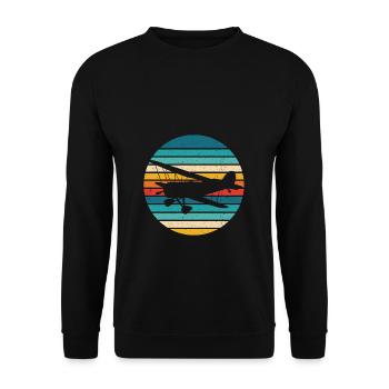Flugzeug Retro Pilot Geschenk Fliegen Flugsport - Unisex Pullover - Schwarz - Vorne - Alina (178cm) & Michal (187cm)