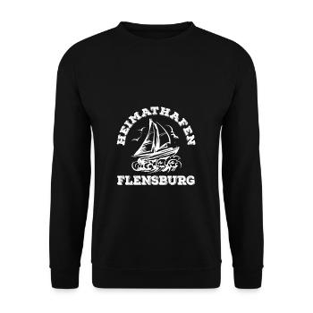 Heimathafen Flensburg Moin Flensburger Norddeutsch - Unisex Pullover - Schwarz - Vorne - Alina (178cm) & Michal (187cm)