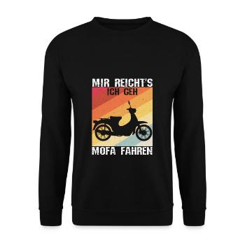 Mir Reichts ich Geh Mofa Roller Fahren Mofafahrer - Unisex Pullover - Schwarz - Vorne - Alina (178cm) & Michal (187cm)