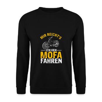 Mir Reichts ich Geh Mofa Roller Fahren Mofafahrer - Unisex Pullover - Schwarz - Vorne - Alina (178cm) & Michal (187cm)
