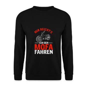 Mir Reichts ich Geh Mofa Roller Fahren Mofafahrer - Unisex Pullover - Schwarz - Vorne - Alina (178cm) & Michal (187cm)