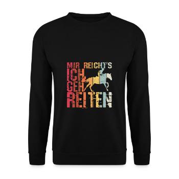 Mir reichts ich geh Reiten Reitsport Reiter Gesche - Unisex Pullover - Schwarz - Vorne - Alina (178cm) & Michal (187cm)
