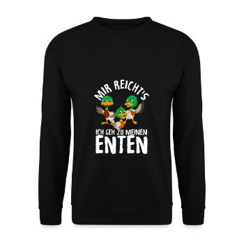 Mir reichts ich geh zu meinen Enten Entenzüchter G - Unisex Pullover - Schwarz - Vorne - Alina (178cm) & Michal (187cm)