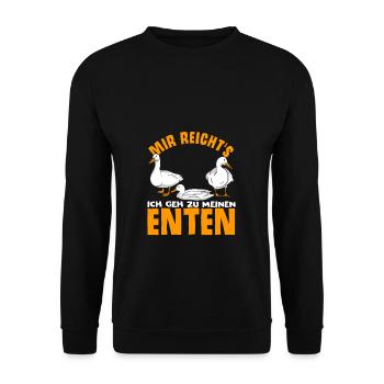 Mir reichts ich geh zu meinen Enten Entenzüchter S - Unisex Pullover - Schwarz - Vorne - Alina (178cm) & Michal (187cm)