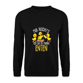 Mir reichts ich geh zu meinen Enten Entenzüchter S - Unisex Pullover - Schwarz - Vorne - Alina (178cm) & Michal (187cm)