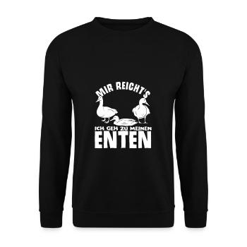 Mir reichts ich geh zu meinen Enten Entenzüchter G - Unisex Pullover - Schwarz - Vorne - Alina (178cm) & Michal (187cm)