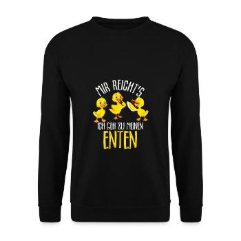 Mir reichts ich geh zu meinen Enten Entenzüchter G - Unisex Pullover - Schwarz - Vorne - Alina (178cm) & Michal (187cm)