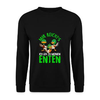 Mir reichts ich geh zu meinen Enten Entenzüchter S - Unisex Pullover - Schwarz - Vorne - Alina (178cm) & Michal (187cm)