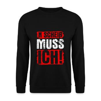 n scheiß muss ich beste Sprüche für Arbeit & Schul - Unisex Pullover - Schwarz - Vorne - Alina (178cm) & Michal (187cm)