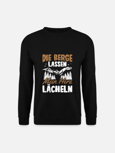Die Berge Lassen Mein Herz Lächeln Wanderer Spruch - Unisex Pullover - Schwarz