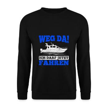 Weg Da! Bootsführerschein Bestanden Kapitän Boot G - Unisex Pullover - Schwarz - Vorne - Alina (178cm) & Michal (187cm)