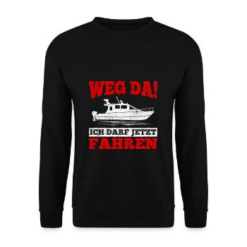 Weg Da! Bootsführerschein Bestanden Kapitän Boot G - Unisex Pullover - Schwarz - Vorne - Alina (178cm) & Michal (187cm)