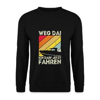 Weg Da! Bootsführerschein Bestanden Kapitän Boot G - Unisex Pullover - Schwarz - Vorne - Alina (178cm) & Michal (187cm)
