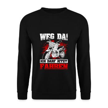 Motorrad Führerschein Bestanden Geschenke für Moto - Unisex Pullover - Schwarz - Vorne - Alina (178cm) & Michal (187cm)