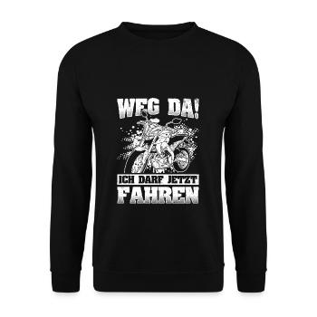 Motorrad Führerschein Bestanden Geschenk Motorradf - Unisex Pullover - Schwarz - Vorne - Alina (178cm) & Michal (187cm)