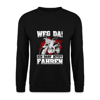 Motorrad Führerschein Bestanden Geschenke für Moto - Unisex Pullover - Schwarz - Vorne - Alina (178cm) & Michal (187cm)