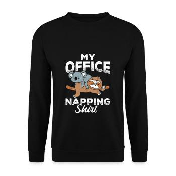 This Is My Office Napping Shirt Koala Faultier - Unisex Pullover - Schwarz - Vorne - Alina (178cm) & Michal (187cm)