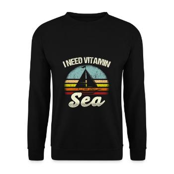 I Need Vitamin Sea Segeln Geschenk Segler Sprüche - Unisex Pullover - Schwarz - Vorne - Alina (178cm) & Michal (187cm)