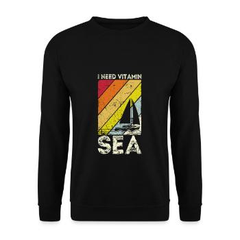 Kapitän Vitamin Sea Segeln Geschenk Segler Sprüche - Unisex Pullover - Schwarz - Vorne - Alina (178cm) & Michal (187cm)