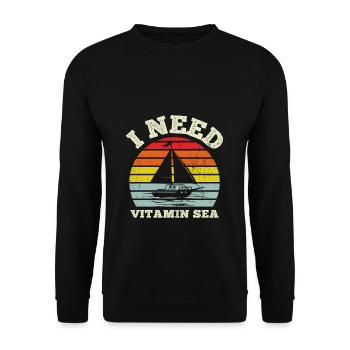 Kapitän Vitamin Sea Segeln Geschenk Segler Sprüche - Unisex Pullover - Schwarz - Vorne - Alina (178cm) & Michal (187cm)