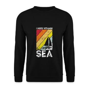 I Need Vitamin Sea Segeln Geschenk Segler Sprüche - Unisex Pullover - Schwarz - Vorne - Alina (178cm) & Michal (187cm)