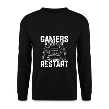 Gamer Gaming Zocken Konsole Nerd Gaming Geschenk - Unisex Pullover - Schwarz - Vorne - Alina (178cm) & Michal (187cm)