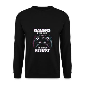 Gamer Gaming Zocken Konsole Nerd Gaming - Unisex Pullover - Schwarz - Vorne - Alina (178cm) & Michal (187cm)